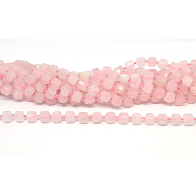 Rose Quartz Faceted Cube 8mm strand 36 beads