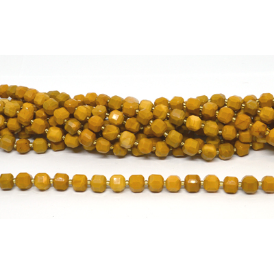 Yellow Mookaite Faceted Cube 8mm strand 37 beads