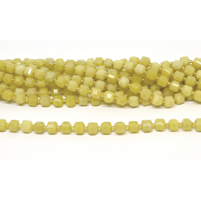 Lemon Jade Faceted Cube 8mm strand 39 beads