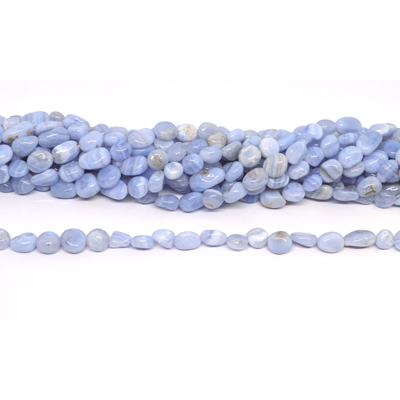 Blue Lace Agate Polished Nugget 8x10mm strand 43 beads