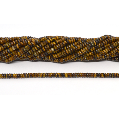 Tiger Eye Polished Rondel 4x2mm strand 190 beads