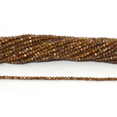 Dyed Agate Mocca Faceted 2mm round strand 175 beads