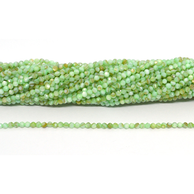 Dyed Agate Green Faceted 2mm round strand 175 beads