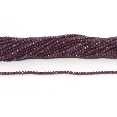 Dyed Agate Garnet Faceted 2mm round strand 175 beads