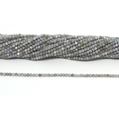 Dyed Agate Grey Faceted 2mm round strand 175 beads
