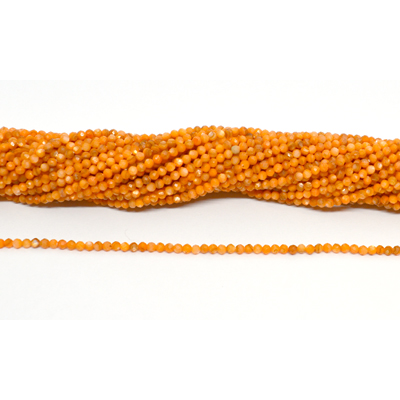 Dyed Agate Orange Faceted 2mm round strand 175 beads