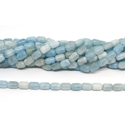 Aquamarine Polished Barrel 6x9mm strand 42 beads