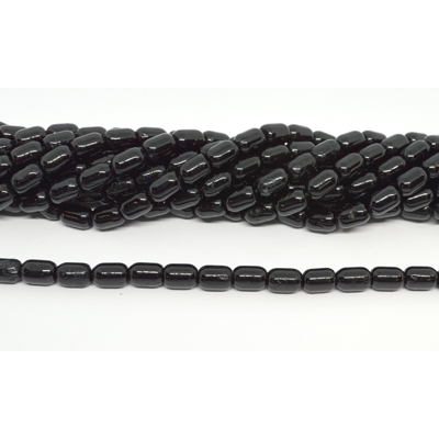 Black Tourmaline Polished Barrel 6x9mm strand 42 beads