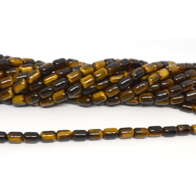 Tiger Eye Polished Barrel 6x9mm strand 42 beads