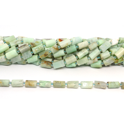 Chrysophase Faceted Tube 8x11mm strand 30 beads