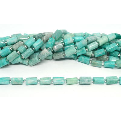 Amazonite Faceted Tube 8x11mm strand 16 beads *19cm