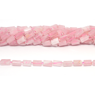 Madagascar Rose Quartz Faceted Tube 8x11mm strand 30 beads