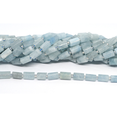 Aquamarine Faceted Tube 8x11mm strand 30 beads