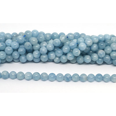 Aquamarine A Polished round 6mm strand 60 beads