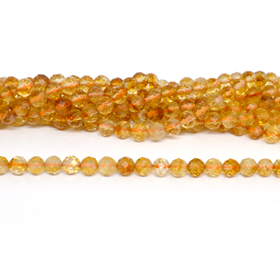Citrine Facted Round 6mm strand 33 beads *19cm