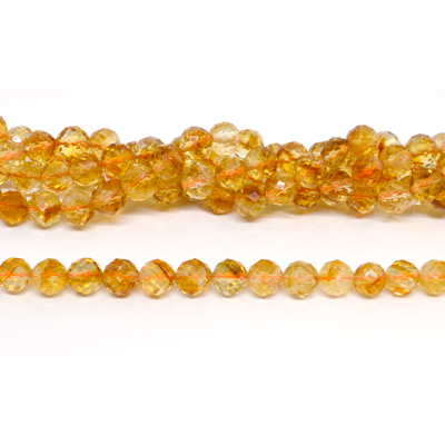 Citrine Facted Round 8mm strand 24 beads *19cm
