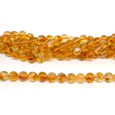 Citrine A Polished 10mm Round strand 38 beads