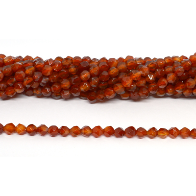 Carnelian Faceted star cut 6mm strand 60 beads