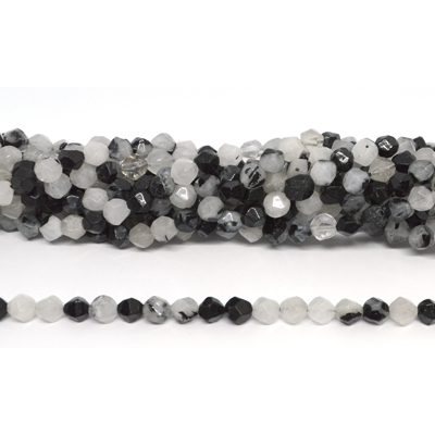 Rutile Faceted star cut 6mm strand 60 beads