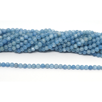 Aquamarine Dark Polished round 4mm strand 100 beads