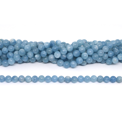 Aquamarine Dark Polished round 8mm strand 50 beads