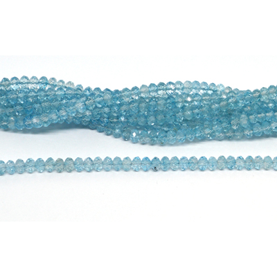 Blue Topaz Faceted rondel 4x3mm strand 128 beads