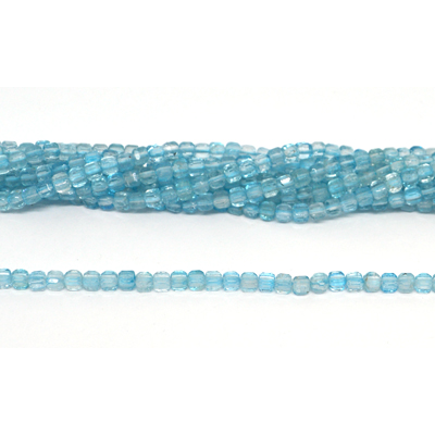 Blue Topaz Faceted Cube 3mm strand 118 beads