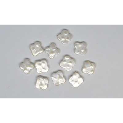 Shell Based Pearl 12mm Flower coin PAIR