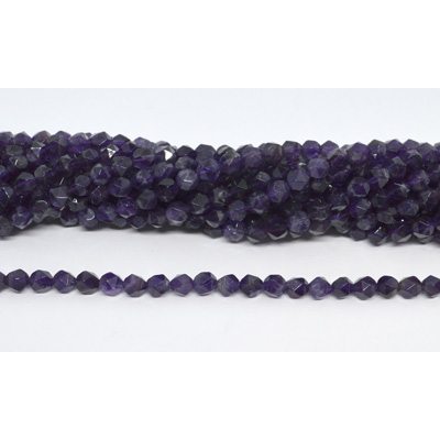 Amethyst Faceted star cut 6mm strand 57 beads