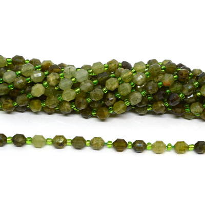 Green Garnet 6x7mm long energy Bar strand 42 beads
