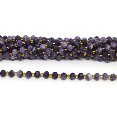 Lepidolite Faceted Rondel 4x6mm strand 52 beads