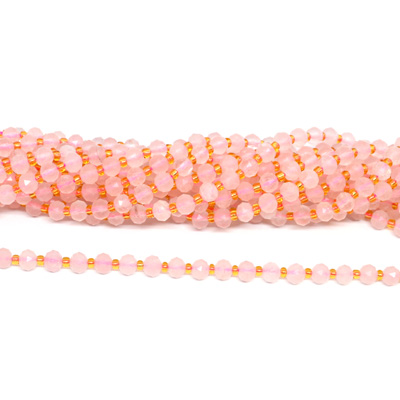 Rose Quartz Faceted Rondel 4x6mm strand 52 beads