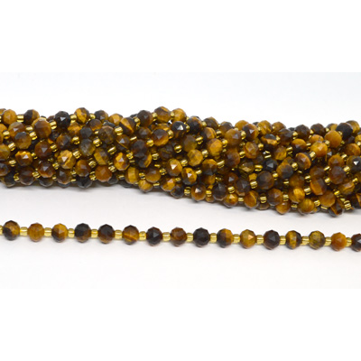 Tiger Eye Faceted Rondel 4x6mm strand 48 beads