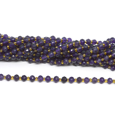 Amethyst Faceted Rondel 4x6mm strand 50 beads