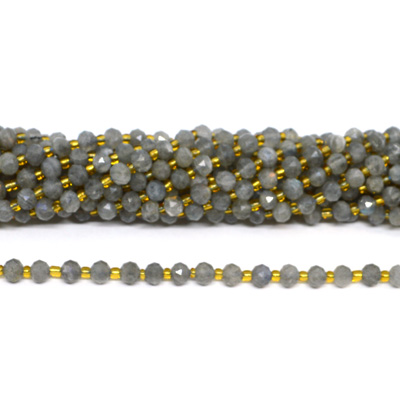 Labradorite Faceted Rondel 4x6mm strand 52 beads
