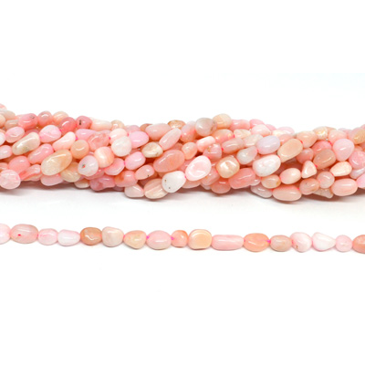Pink Opal Polished Nugget 6x8mm strand 52 beads