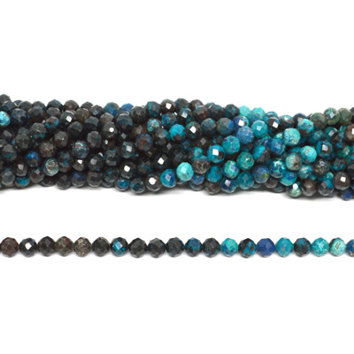 Chrysocolla graded Faceted Round 5mm strand 73 beads