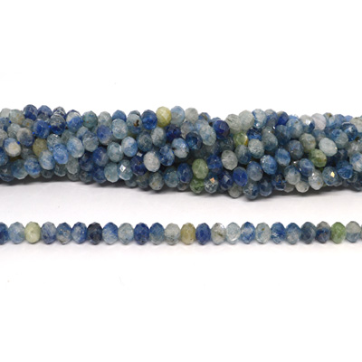 Kyanite Faceted Diamond Cut Rondel 4x6mm strand 76 beads