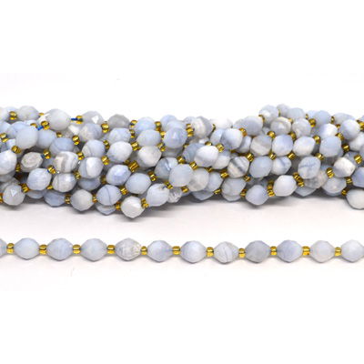 Blue Lace Agate Faceted Diamond cut Rice strand 38 beads