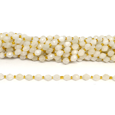 Moonstone Faceted Diamond cut Rice strand 38 beads