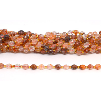 Hematiod Quartz AA Faceted Diamond cut Rice strand 38 beads