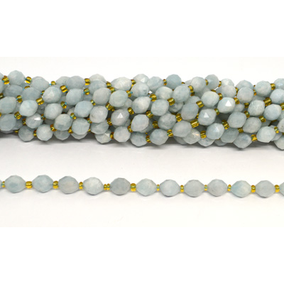 Aquamarine Faceted Diamond cut Rice strand 38 beads