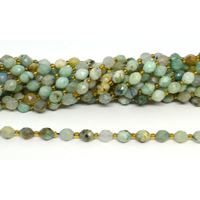 Chrysophase Faceted Diamond cut Rice strand 38 beads