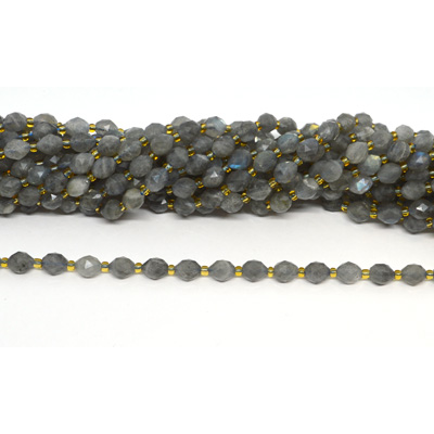 Labradorite Faceted Diamond cut Rice strand 38 beads