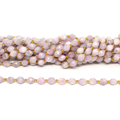 Kunzite Faceted Diamond cut Rice strand 37 beads