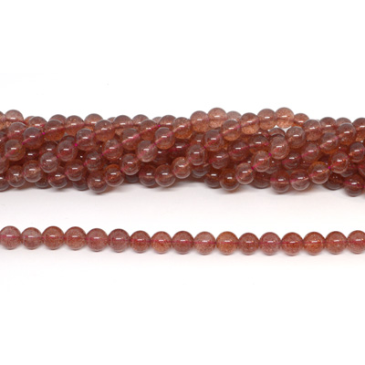Strawberry quartz Polished Round 8mm strand 52 beads