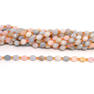 Beryl Faceted Diamond cut Rice strand 38 beads
