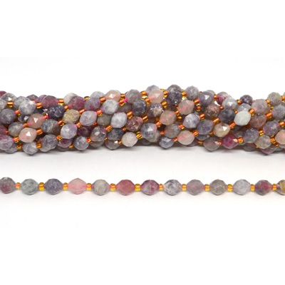 Pink Tourmaline Faceted Diamond cut Rice strand 38 beads