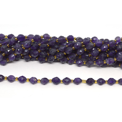 Amethyst Faceted Diamond cut Rice strand 38 beads