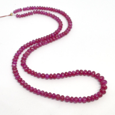 Ruby (heated) polished rondel Graduated 3x2-5.8x4mm str 146 beads